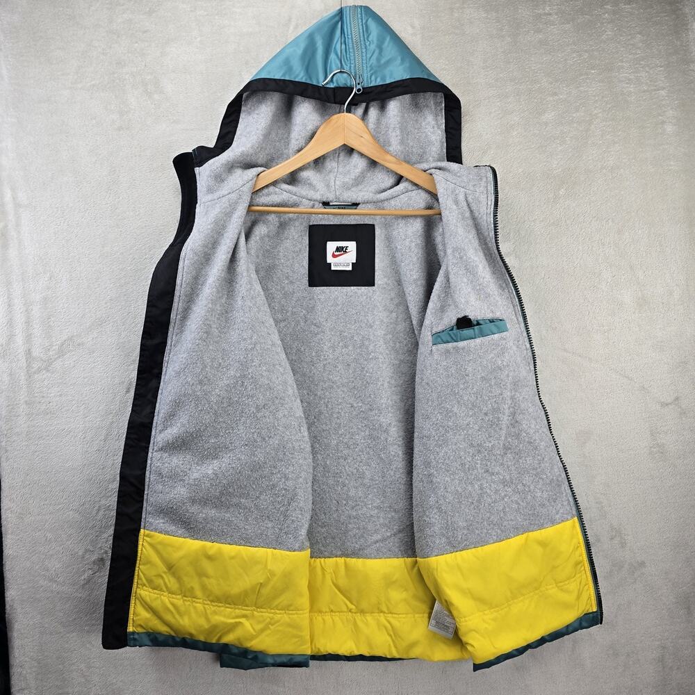 Vintage Nike Fullzip Hooded Jacket XL Teal 90s Travis Scott Parka Fleece Lined - Picture 9 of 16